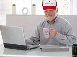 Hide the pain harold with I love Angular trucker hat